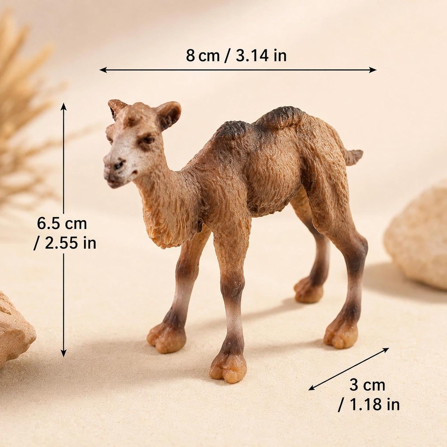 LOGOFUN 4pcs Realistic Camel Figurine Wild Animal Model Creative Desktop Decoration Craft Present for Home Office Desktop Adornment