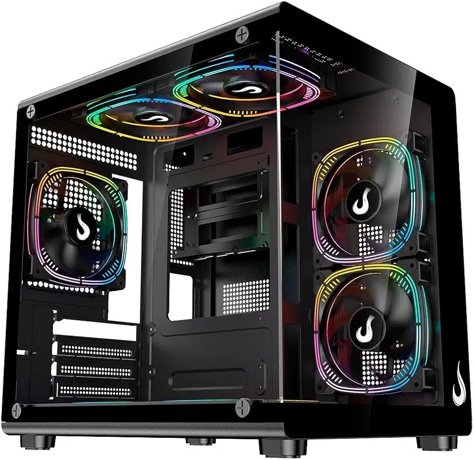 Gabinete Gamer Rise Mode Galaxy Glass X Mini, M-ATX, Lateral e Frontal em Vidro Temperado, Preto - RM-GA-GGXN-FB
