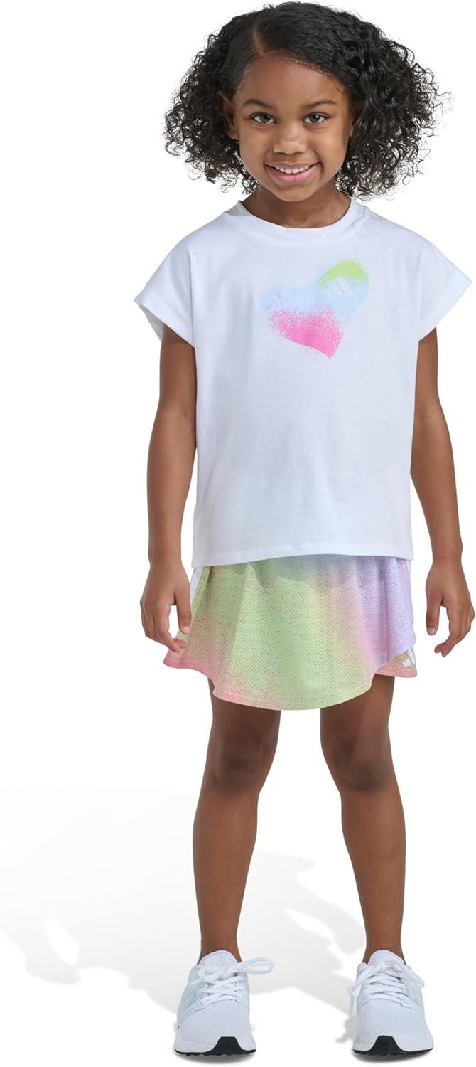 adidas Baby Girls' 2-piece Box T-shirt & Faux Wrap Skort Set