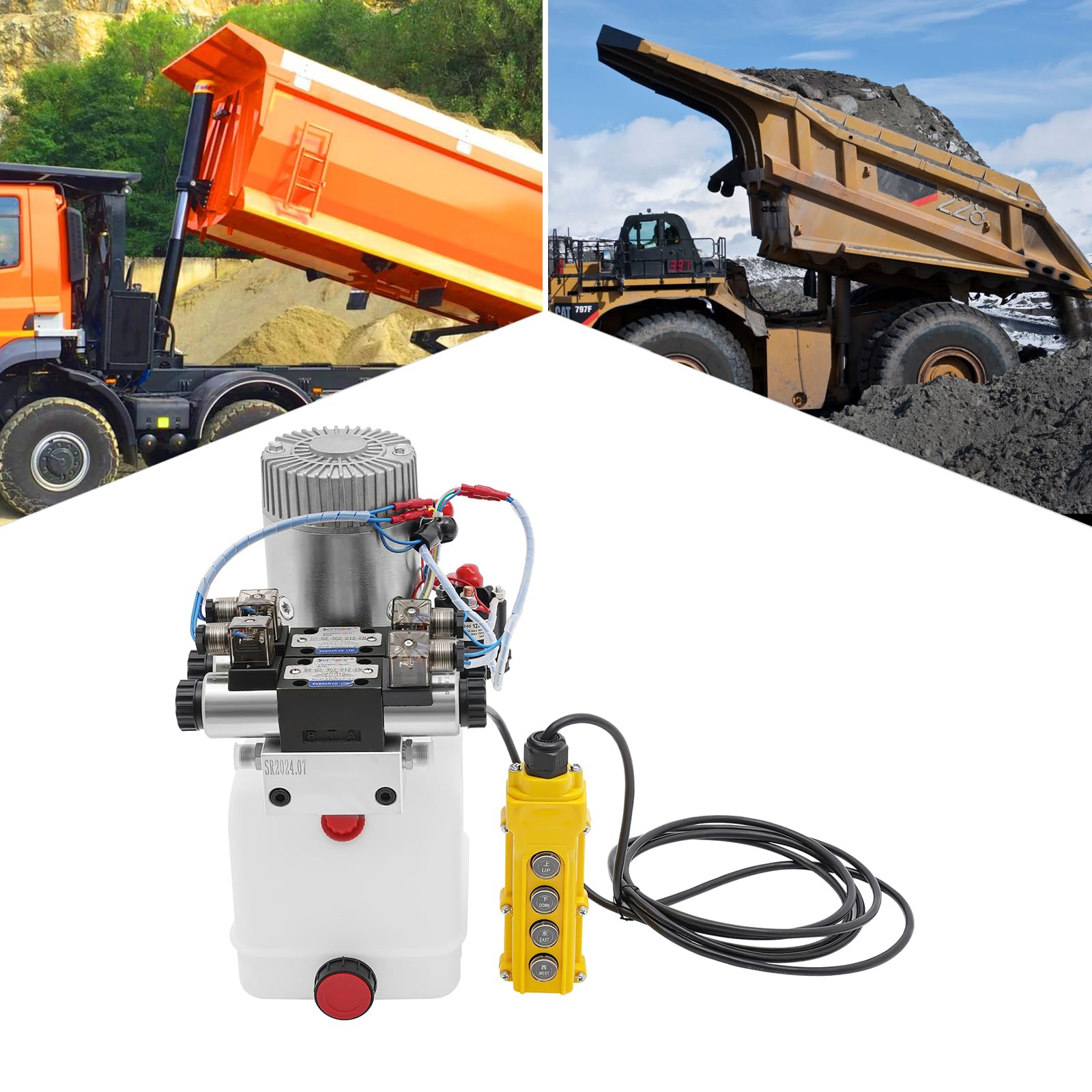 4.5QT Double Acting Hydraulic Pump, Hydraulic Pump with 1.6KW Brush DC Motor, 3000RPM 22 MPA Hydraulic Power Units with Long Handle Cord, for Hydraulic Trailers, Lifting Platforms