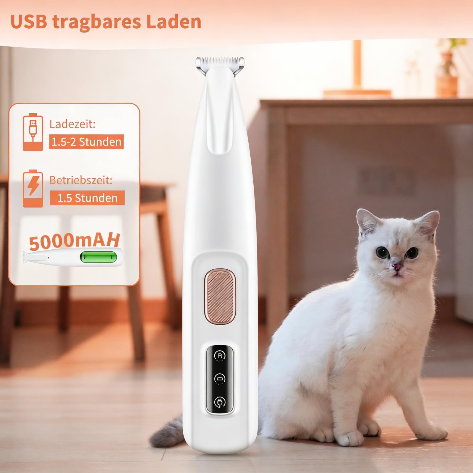 dr. Pfoten PawTrim Pro Krallenpflege-Trimmer – Leiser und präziser Trimmer für Hunde und Katzen. Schmerzlose Krallenpflege in Sekunden, wasserdichter Haarschneider für Haustiere