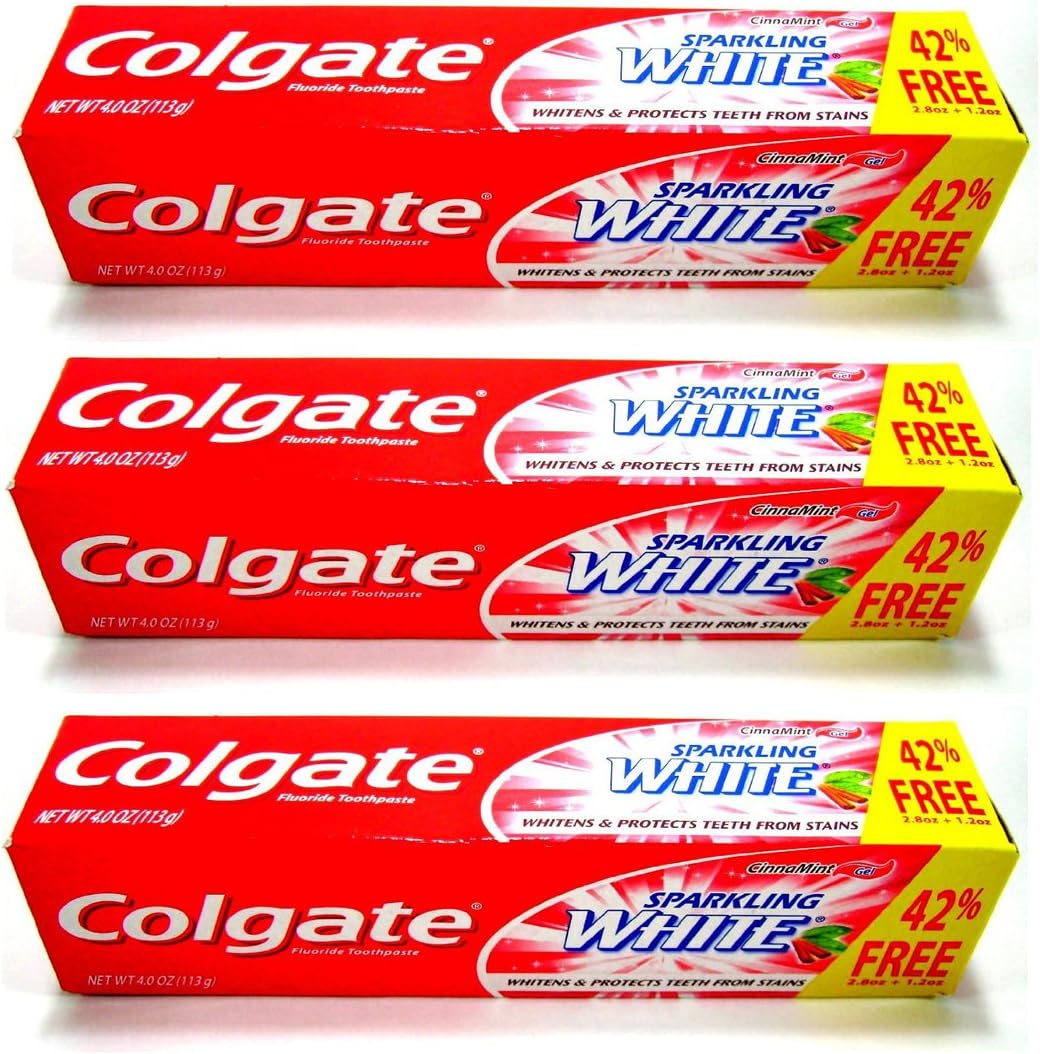 (Pack of 3) Colgate Sparkling White Cinnamint Gel Toothpaste 4 Oz