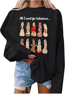 YuzRong Women's Blouses & Shirts Women Cute Valentine's Graphic Sweatshirt Casual Round Neck Pullover Loose Shirt Lightweight Tops Winter Autumn Spring Warm Soft Pullover Tops