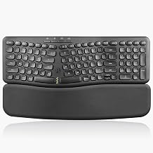 perixx PERIBOARD-636B Wireless Ergonomic Compact Keyboard – Silent Keys, 2.4GHz Technology, Built-in Number Pad, Detachable Magnetic Wrist Rest – UK QWERTY