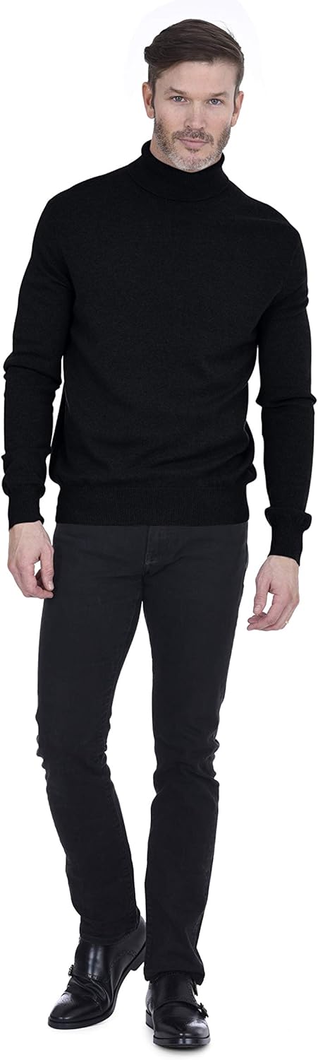 Cashmeren Men's Basic Turtleneck Sweater 100% Pure Cashmere Long Sleeve Roll Neck Pullover - Image 2