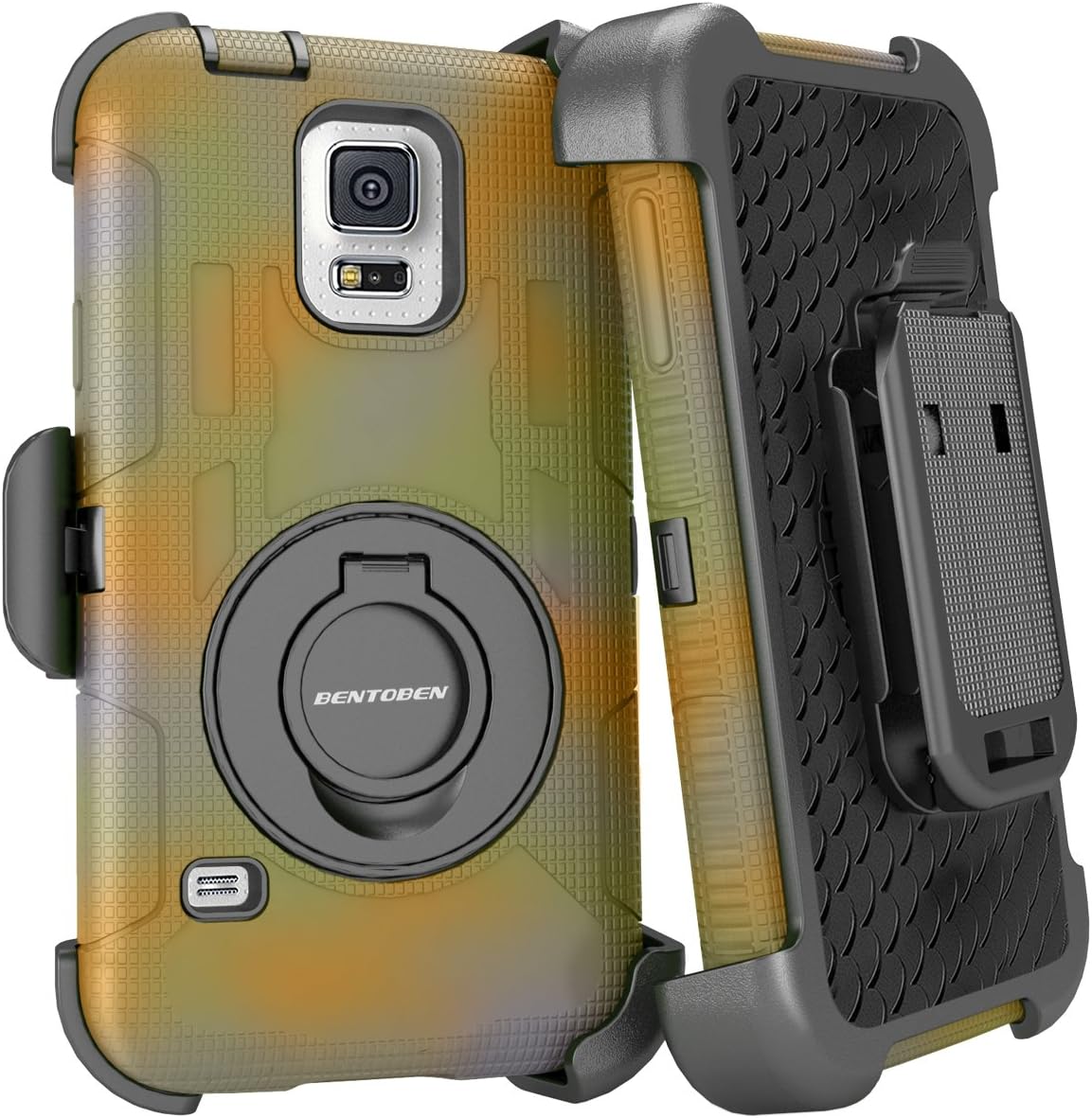 Samsung Galaxy S5 Case, Galaxy S5 Case, BENTOBEN Hybrid Protective Soft&Hard Case with Rotating Kickstand Belt Clip Holster Cover Case for Samsung Galaxy S5 S V I9600 GS5 All Carriers, Camouflage