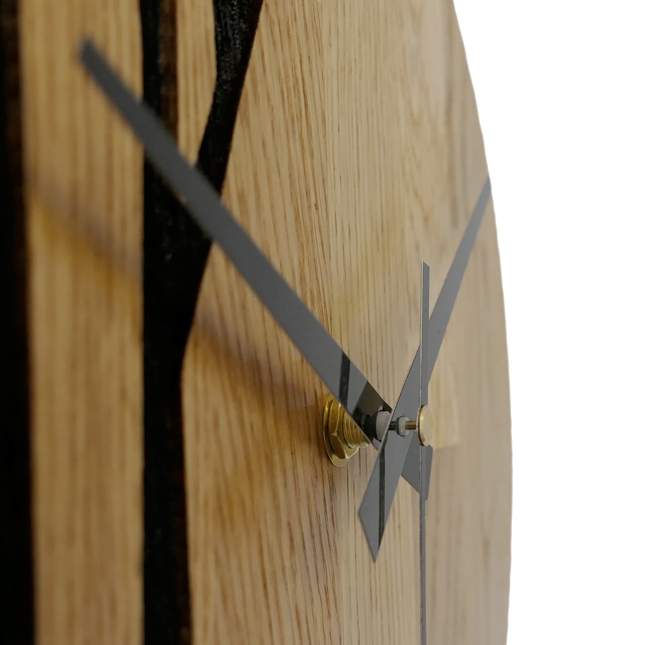 Wanduhr aus echtem Eichenholz, Moderne Wanduhr aus Holz, Heimdekoration aus Eiche - Mattlack, 40 cm