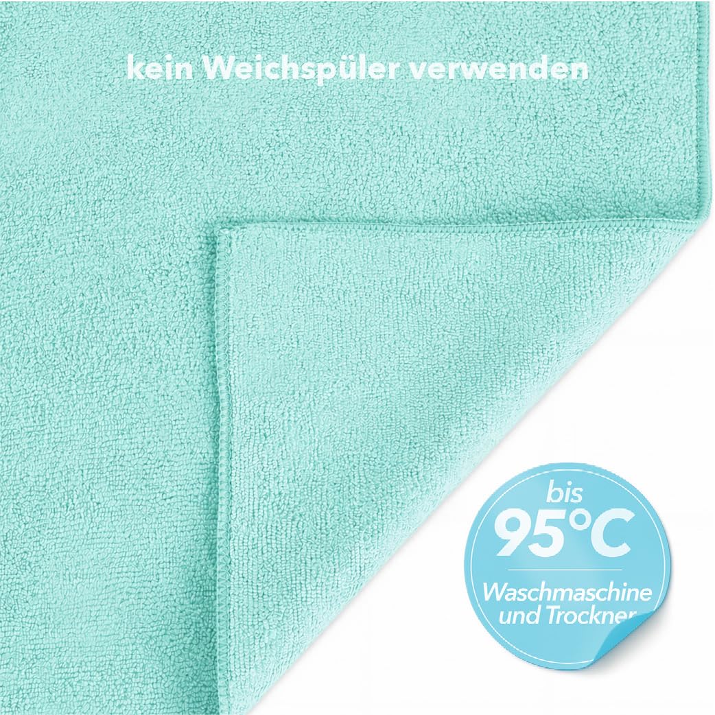 G.I.V. 50x Mikrofaser Reinigungstücher Hellblau 250gsm - Microfasertücher 40x40cm, Streifenfrei & Saugstark - Lappen für Haushalt, Gastronomie, Auto, Werkstatt - Putztücher 4-Farb-System