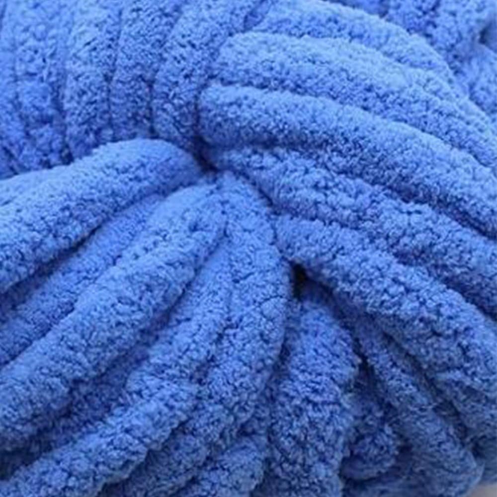 1KG Super Chunky Blue Chenille Yarn for Extreme Arm
