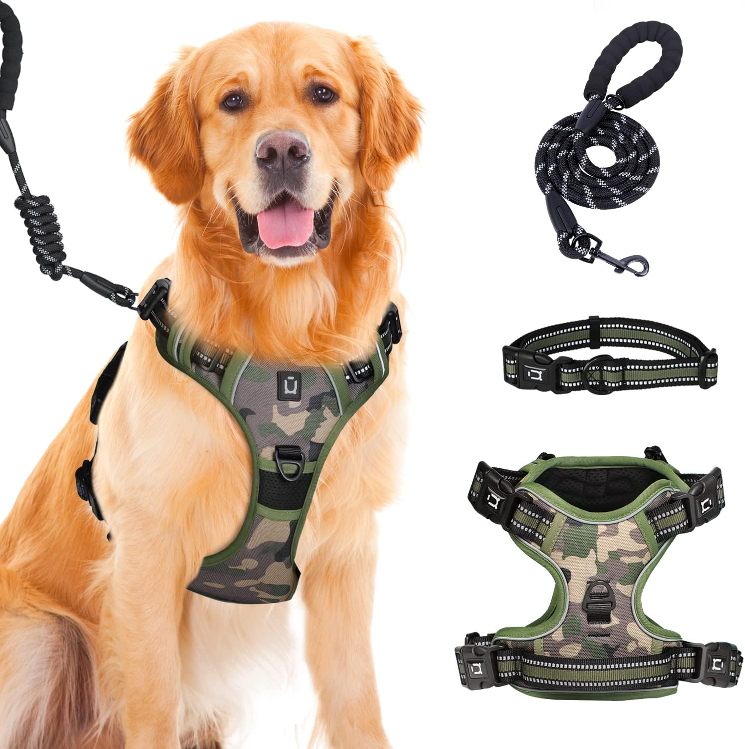 Dog Harness Waldseemuller Dog Harnesses for Small Dogs No Pull Reflective Oxford Soft Vest 4 Buckles Dog Harness for Large Dogs No Pull…