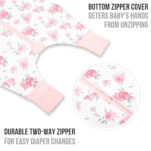 Miniatura 5 de Mama Cheetah Saco de dormir para niños pequeños con pies, 0.5 TOG de algodón orgánico con piernas, saco de dormir para bebés para caminantes,