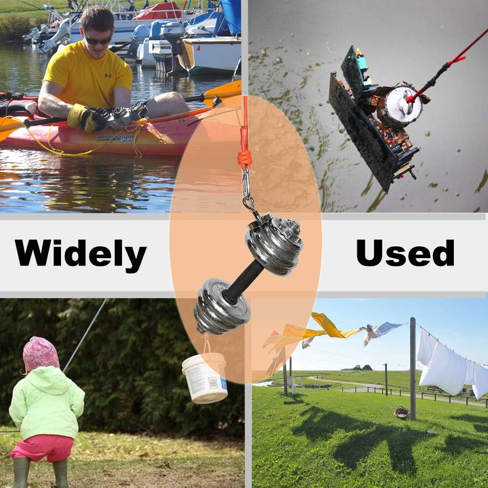 Magnet Fishing Rope with Hooks- All Purpose Nylon High Strength Cord Rope - 65 Feet - Diameter 6mm - Approximately 1/4"(6mm) Orange : Sports & Outdoors