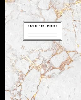 Composition Notebook: White Marble and Shiny Gold Inlay, Journal for Girls, Kids, School, Students and Teachers (College Ruled 7.5 x 9.25, 100 pages)