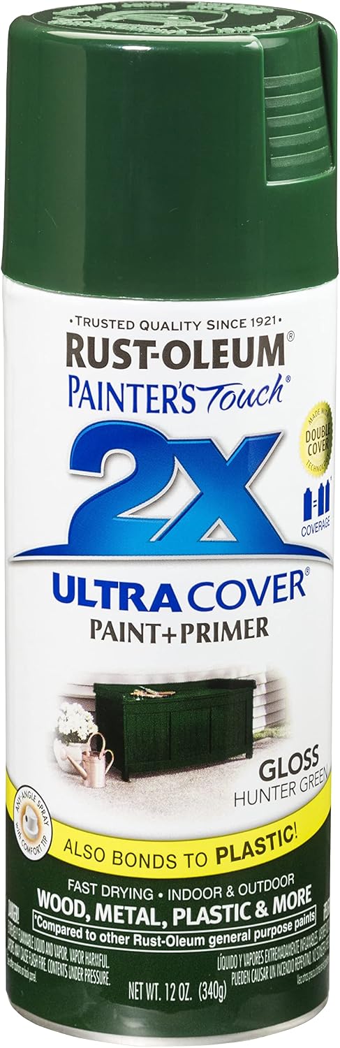 Rust-Oleum 249111 Painter's Touch 2X Ultra Cover Spray Paint, 12 oz, Gloss Hunter Green