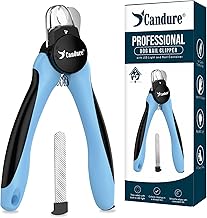Candure Dog Nail Clippers with LED Light - Illuminates Bloodline for Safer Cut, Sharp Blade and Safety Sensor for Thick Nails with Nail File