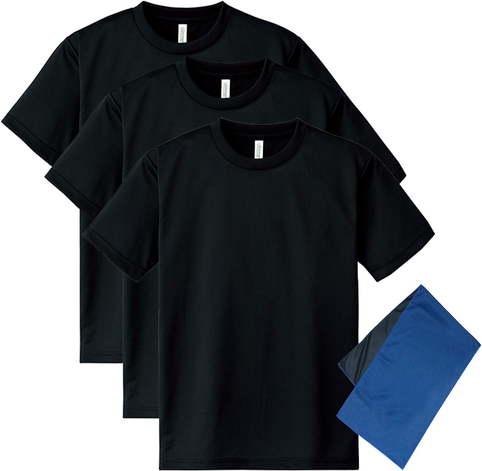 無地 ドライ 吸汗速乾 Tシャツ 3枚セット クールタオル付