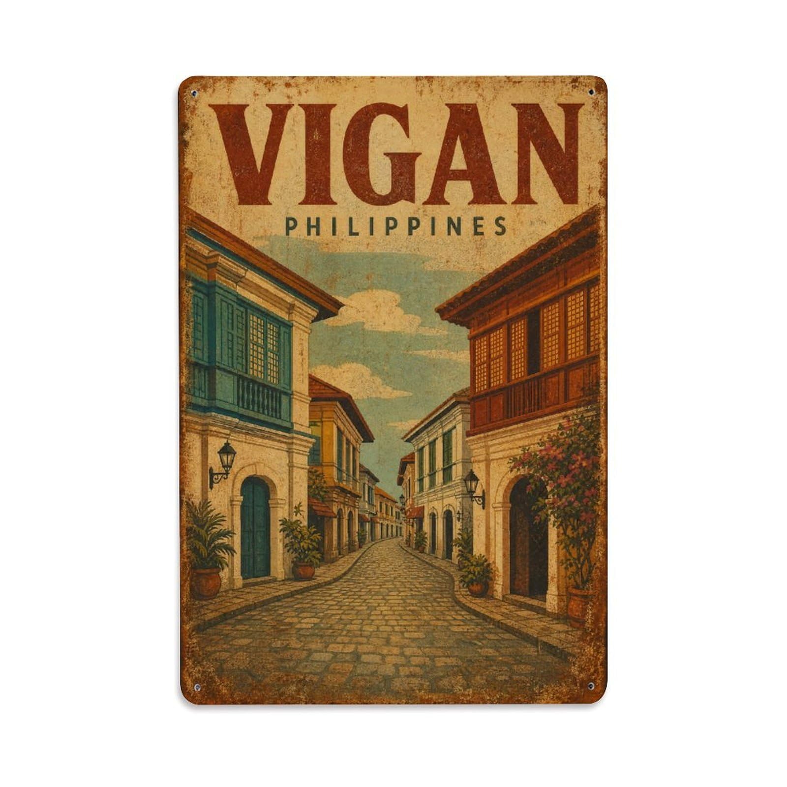 Metal Tin Sign Travel Retro Philippines Vigan