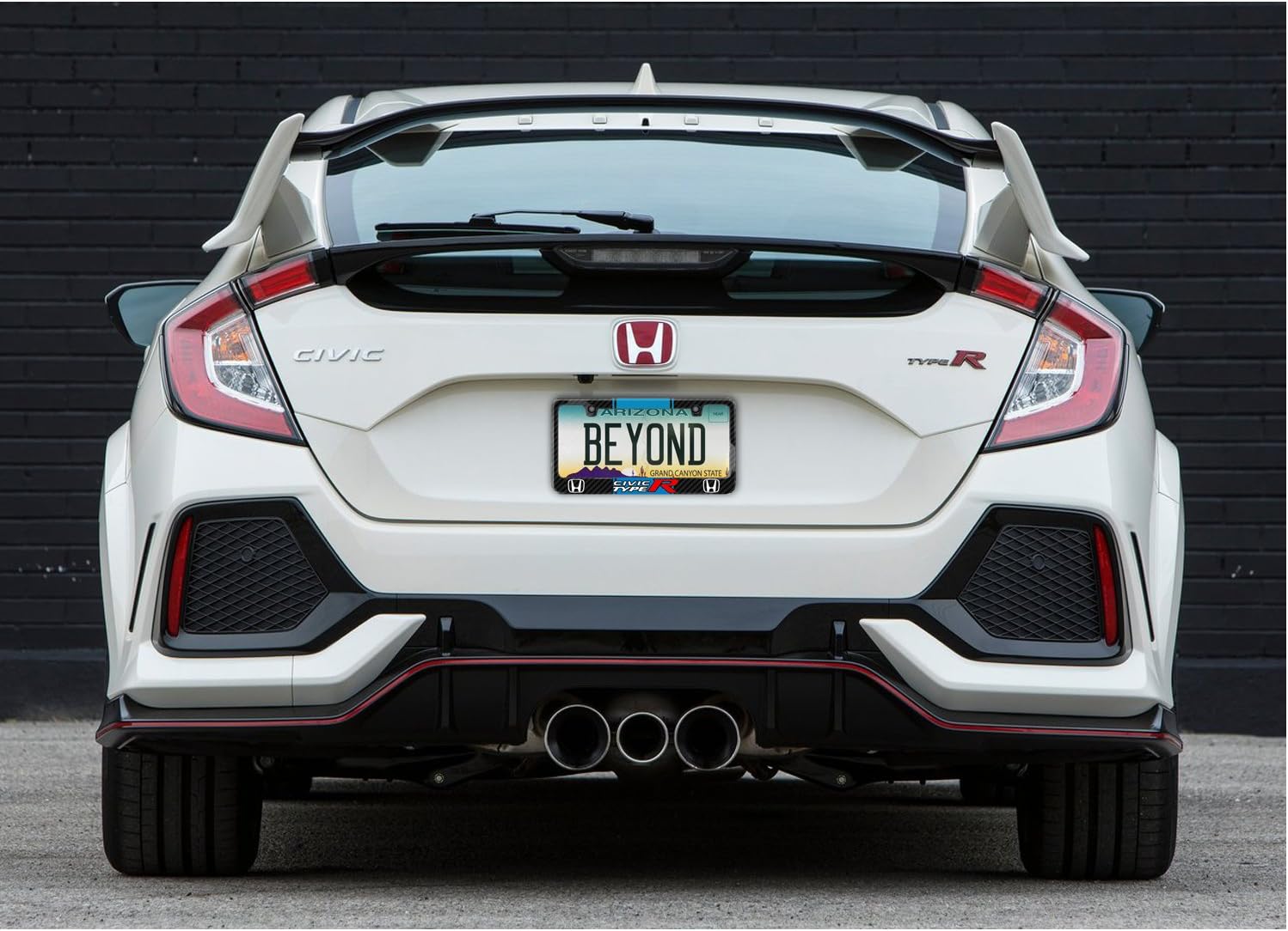 iPick Image for - Honda Civic Type R Blue Racing Stripe Black Real Carbon Fiber License Plate Frame