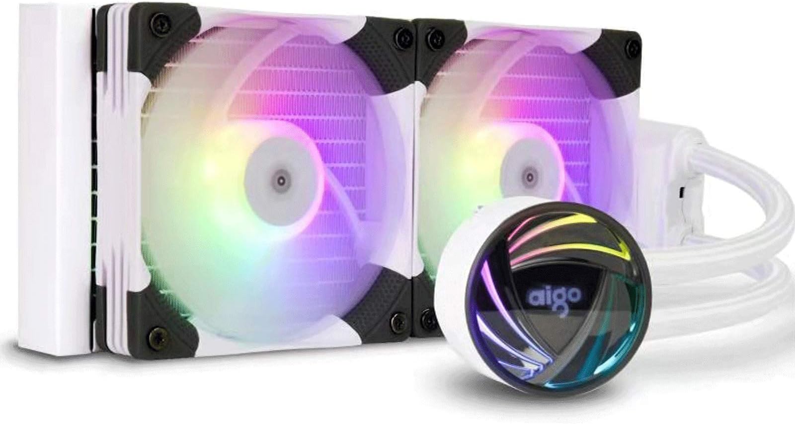 aigo AT240 240mm White CPU Liquid Cooler AIO RGB Water Cooling System 3Pin 5V ARGB Radiator with 120mm PWM Fans for Intel LGA 1200/115X/20XX for AMD AM4/AM3+/AM3 (AT240, White)