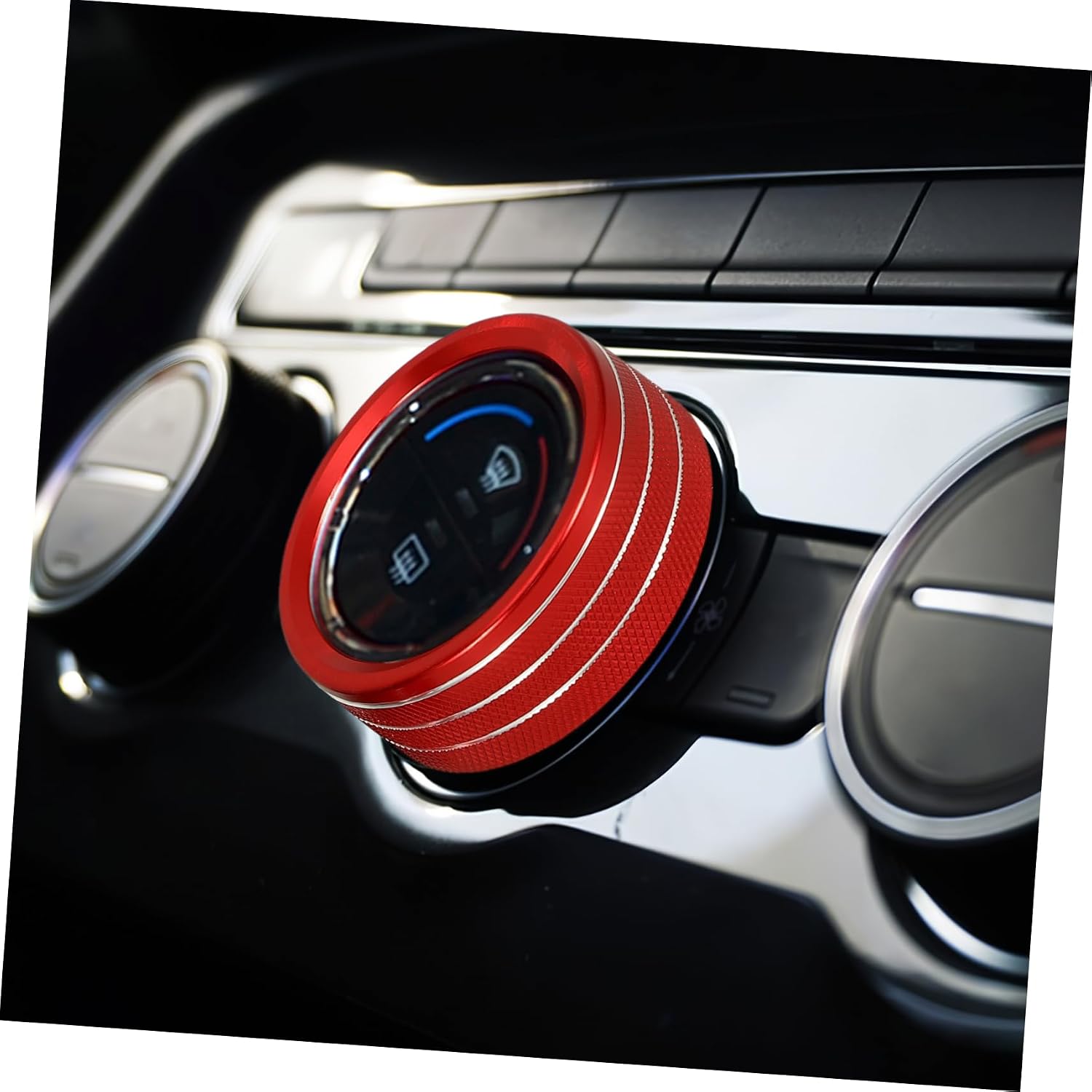3pcs Car Air Conditioner Knob Covers Trim for Center Console Stylish Button for Easy to Install Red Finish