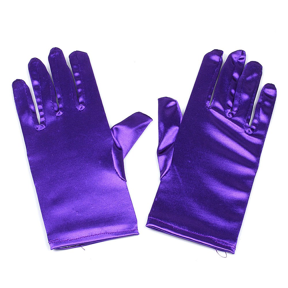 Runheng Women's Purple Wrist Length Adult Size Stretchy Satin Gloves (Purple)
