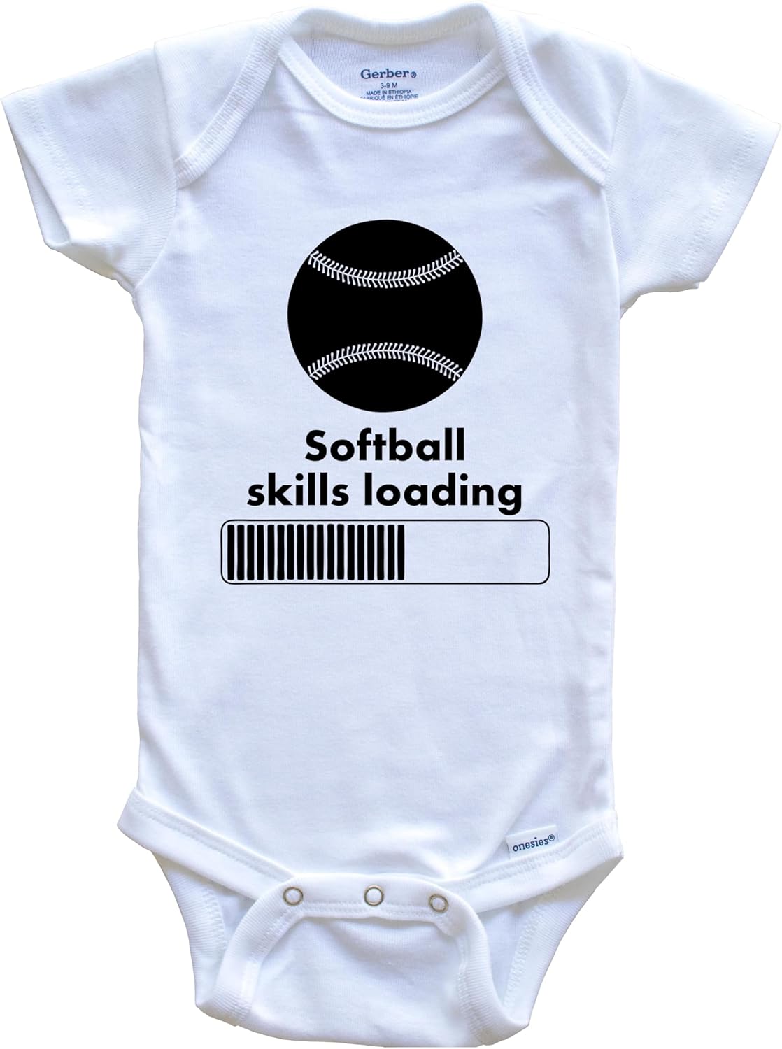 Softball Skills Loading Funny One Piece Baby Bodysuit