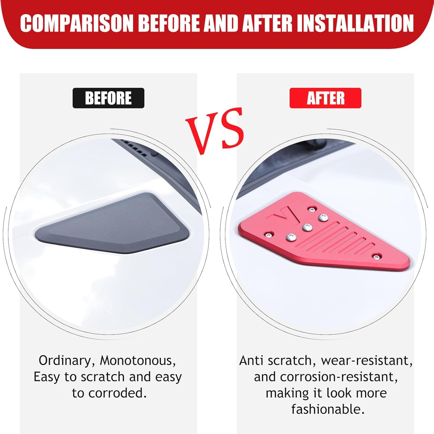 Hood Trim Compatible with INEOS Grenadier 2020-2024 Accessories, Engine Hood Expansion Cover Trim, Expandable Searchlight Bracket, Hood Light Mount Base Holder Replacement Kit, Aluminum Alloy (Red)