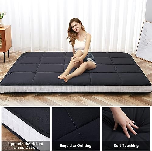 Miniatura 3 de SUNYRISY Colchón futón japonés, colchón plegable grueso, cubrecolchón enrollable para dormir, tapete de tatami, tumbona de suelo, cama de invitados