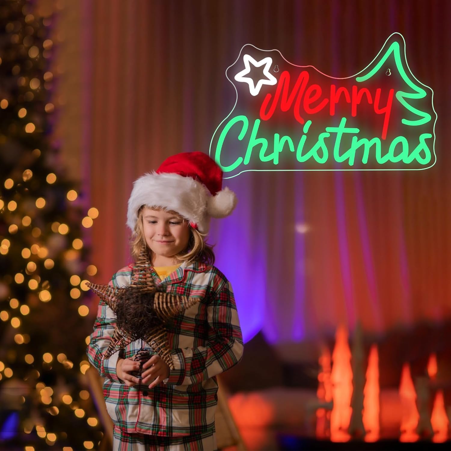 Merry Christmas Neon Sign Christmas LED Signs Dimmable Neon Light Signs Wall Decor Merry Christmas Light Up Sign for Xmas Party Neon Wall Signs Decor Gifts