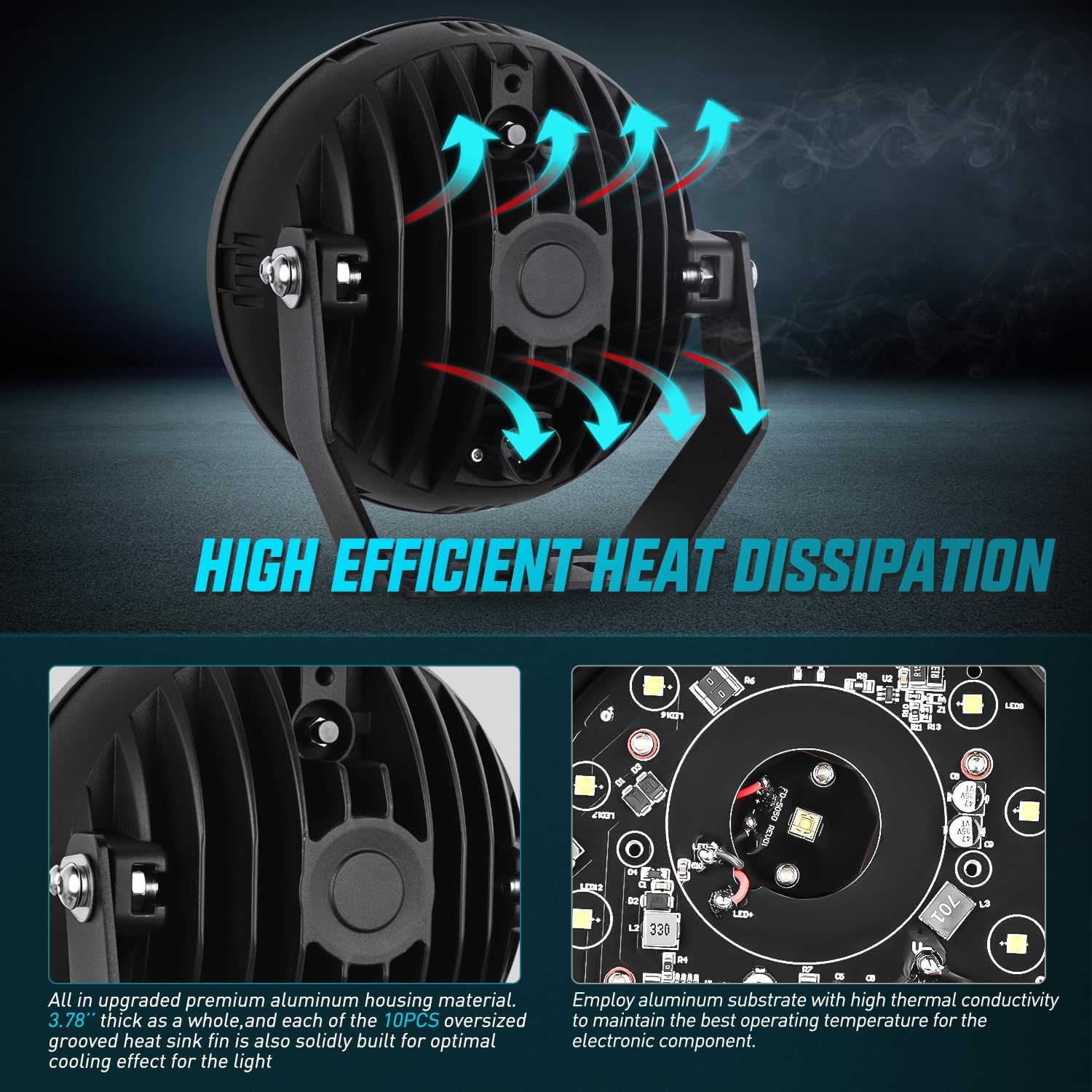 Nilight 7 Inch LED Offroad Driving Lights with DRL 2 PCS 100 W Round Hyper Spot Beam Offroad Light w/ 12 AWG DT Connector Wiring Harness Kit for Jeep Truck ATV UTV SUV