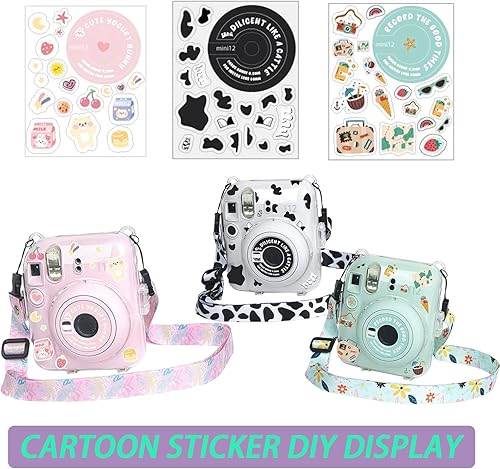 Miniatura 8 de Funda transparente Mini 12 con bolsillo para película para cámara instantánea Fujifilm Instax Mini 12, vitrina con correa de hombro ajustable