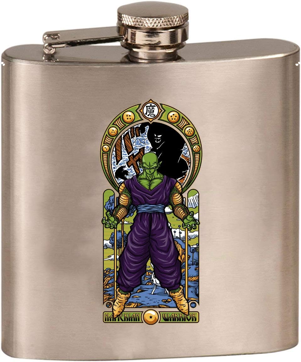 Name K Fighting Powerful Men Anime Parody Design - 3D Color Printed 6 oz. Stainless Steel Flask (Steel Silver)