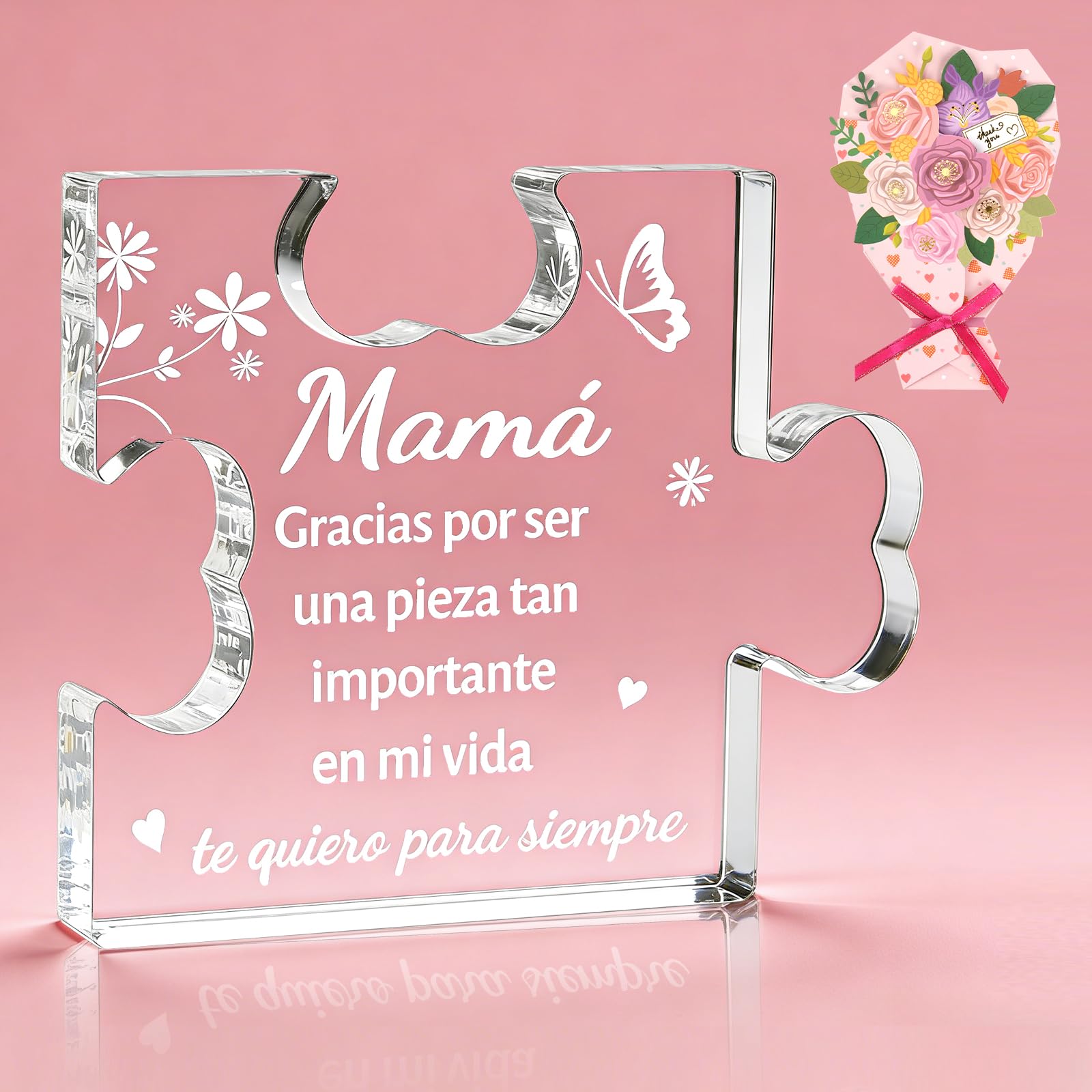 Regalos Dia de la Madre, Placa Acrílica en Forma de Puzzle, Regalo Madre Cumpleaños, Navidad, Regalos Originales para Mama, Regalo para la Madre de Hija e Hijo