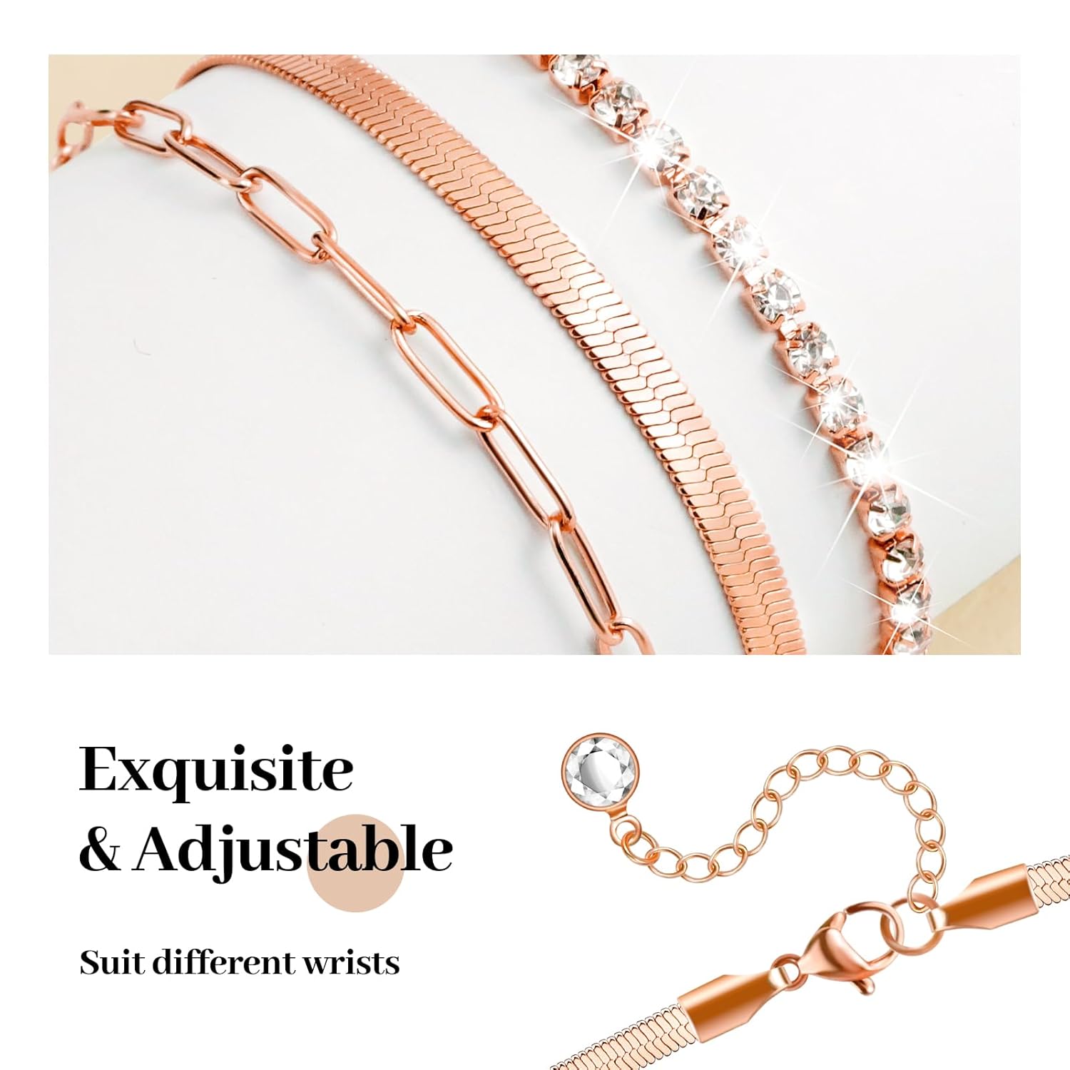 Newlibery Slim Gold Band for Women Feminine Elegant Compatible with Apple Watch 38/40/41/42/44/45/46/49mm Adjustable Metal Strap Dressy Chain Bracelet for iWatch Series... - Image 5