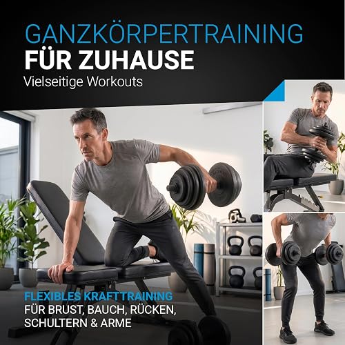 ArtSport Ensemble d'haltères 20 kg – Ensemble d'entraînement de musculation avec 2 haltères courts, 12 disques d'haltères, 4 fermetures en étoile et poignées antidérapantes pour la maison - 2