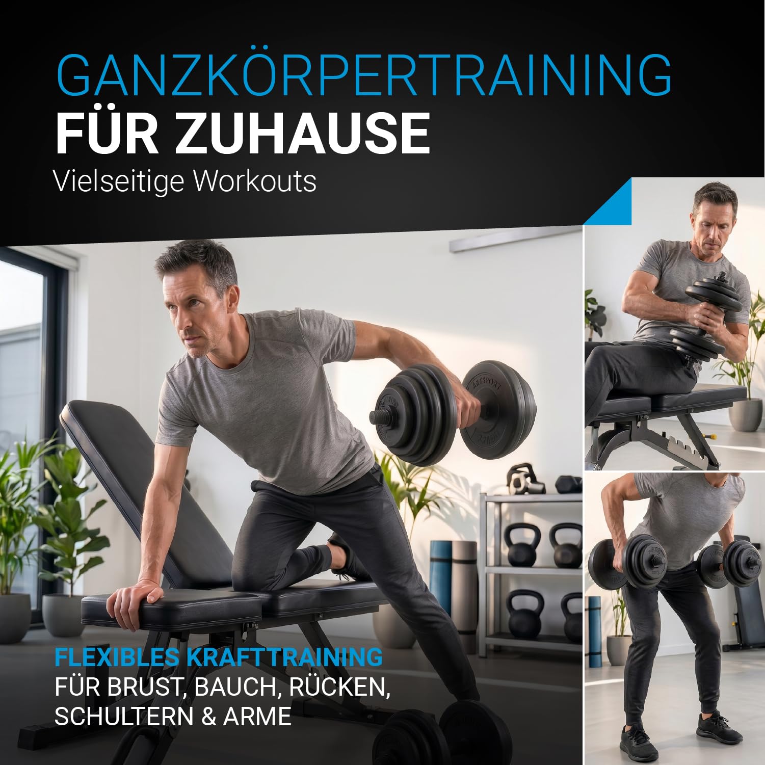 ArtSport 2er Hantelset 20/30 / 40 kg - Kurzhantel Set mit 2 Kurzhanteln, Gewichten & 4 Sternverschlüsse