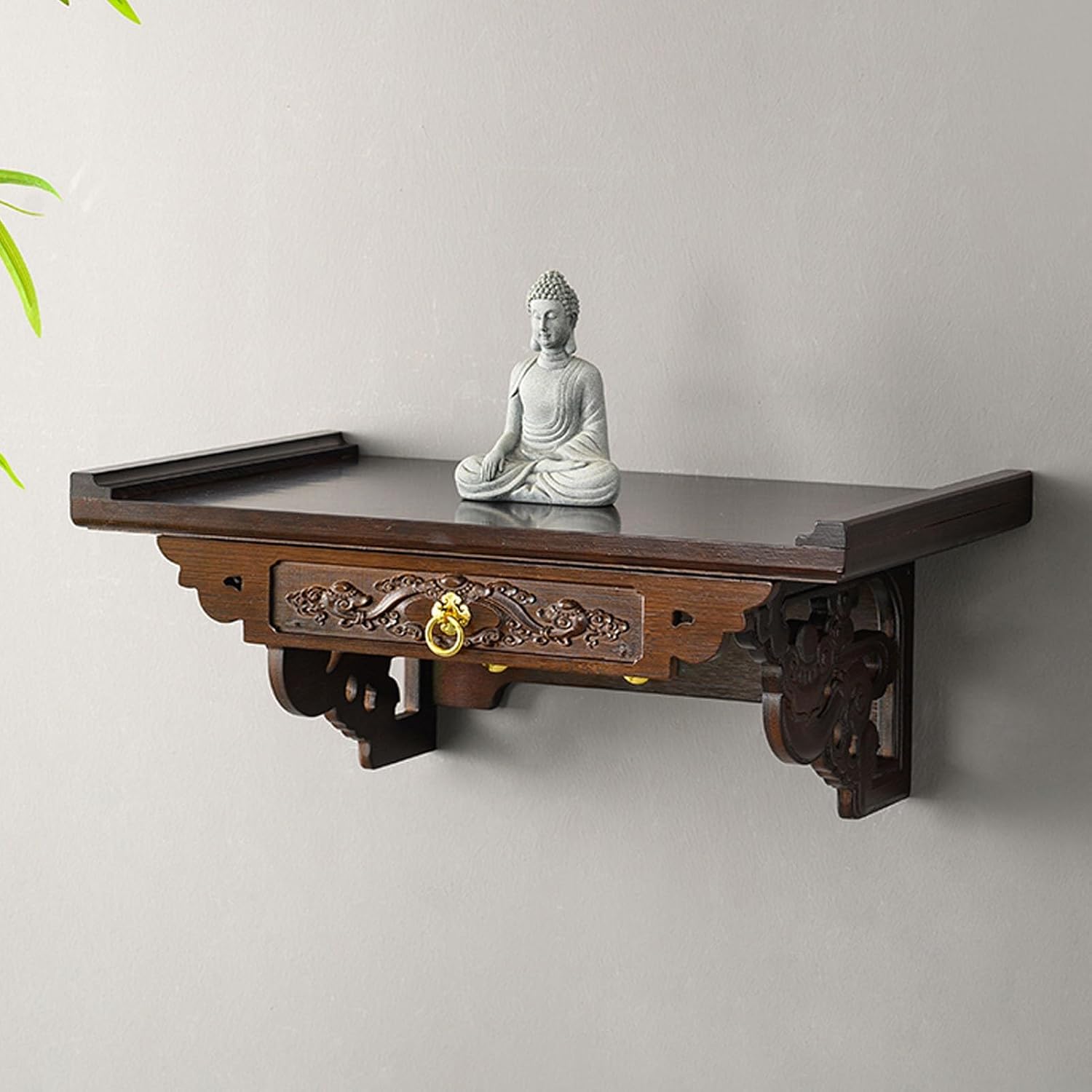 Wall-Mounted Personal Shrine Altar Table, Offering Tables with Drawer, Buddhist Altar Shelf for Home, Wall Hanging God Shelf for Wealth God, Guanyin, Buddha Statue(80cm/31.5in)