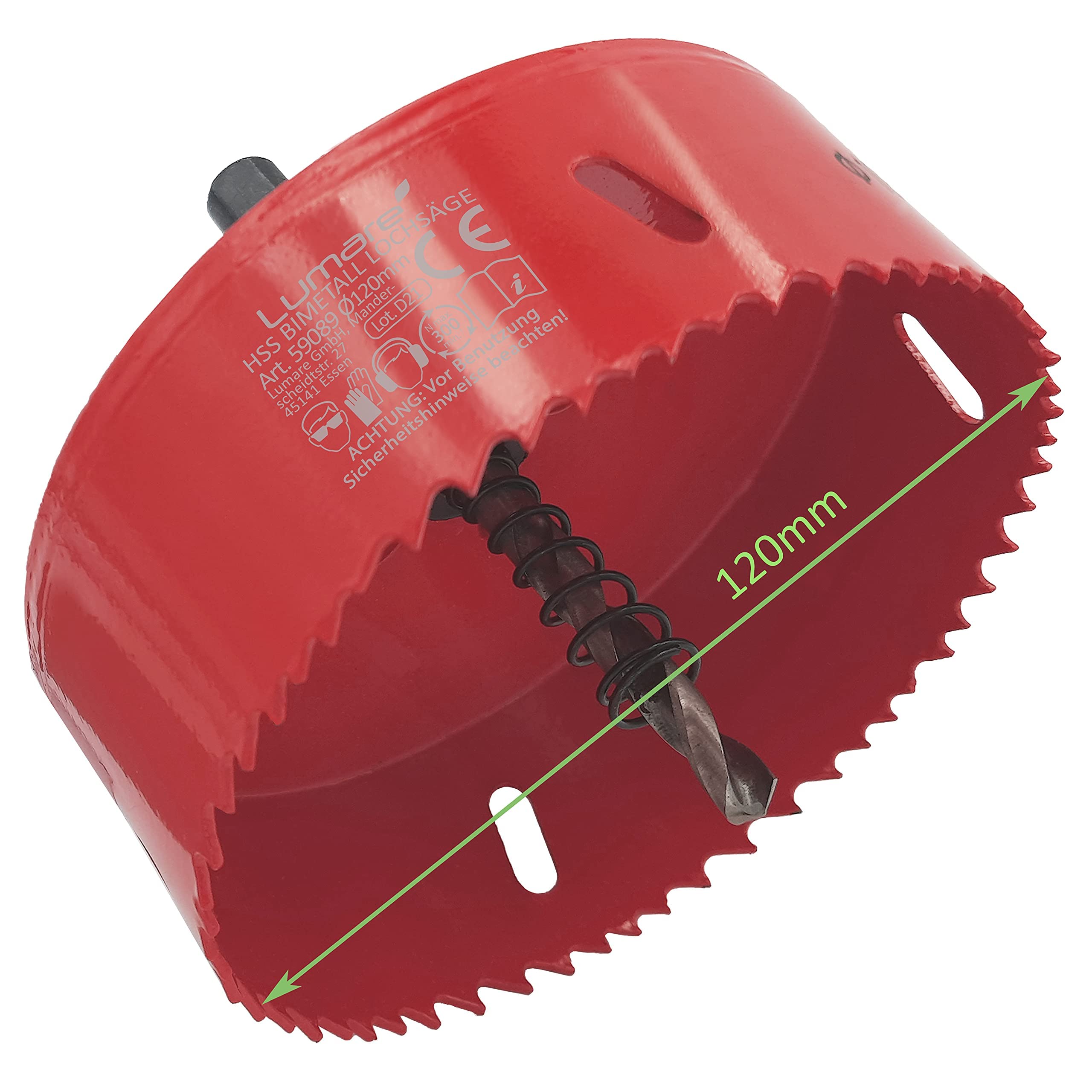 Lumare Sega Universale 120mm | Punta per Trapano Bimetallico in Acciaio ad Alta Velocità | Attacco Professionale - Alluminio, Legno, Ottone e Altro | Avvitatore a Batteria o Trapano