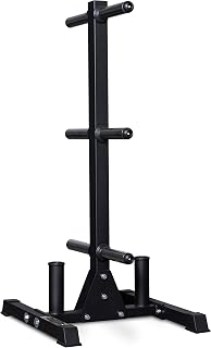 REP Fitness Bar and Weight Plate Tree Rack, Olympic Bumper Iron Storage Stand, Home Gym Organizer with 6 Chrome Horns, Dual Barbell Holders, 850 lb Capacity, Compact 24L/24W/50H in, Heavy Duty Steel