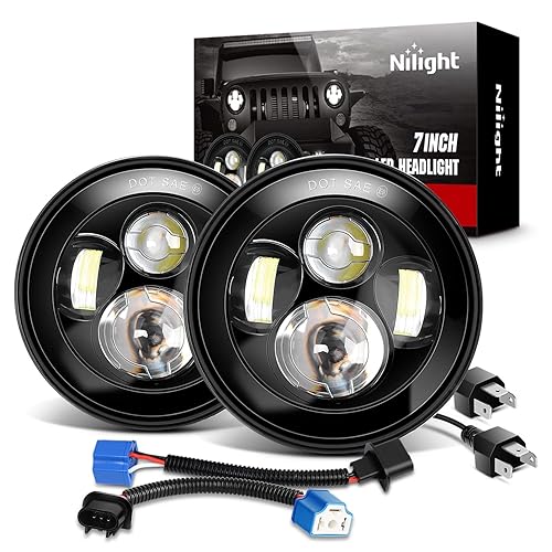 Nilight 2PCS 7 Inch Round Cree Headlight High Low Beam
