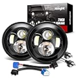 Nilight 2PCS 7 Inch Round Cree Headlight High Low Beam for Wrangler JK TJ CJ 1997-2017 Rubicon Sahara Hummber H1 H2 Motorbikes