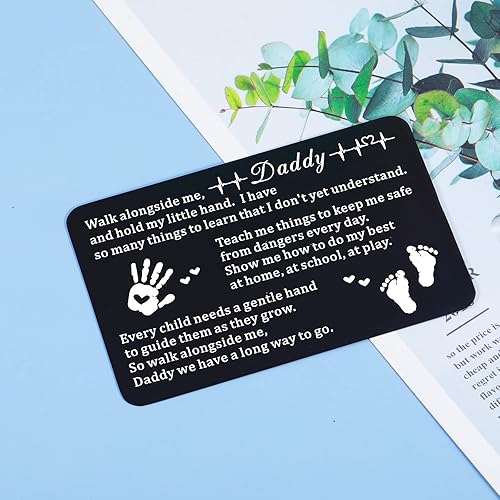 Miniatura 4 de GGOJAGST Tarjeta del día del padre para el nuevo papá regalos de hijo e hija grabada billetera inserta tarjeta regalo para papá nuevo recuerdo para