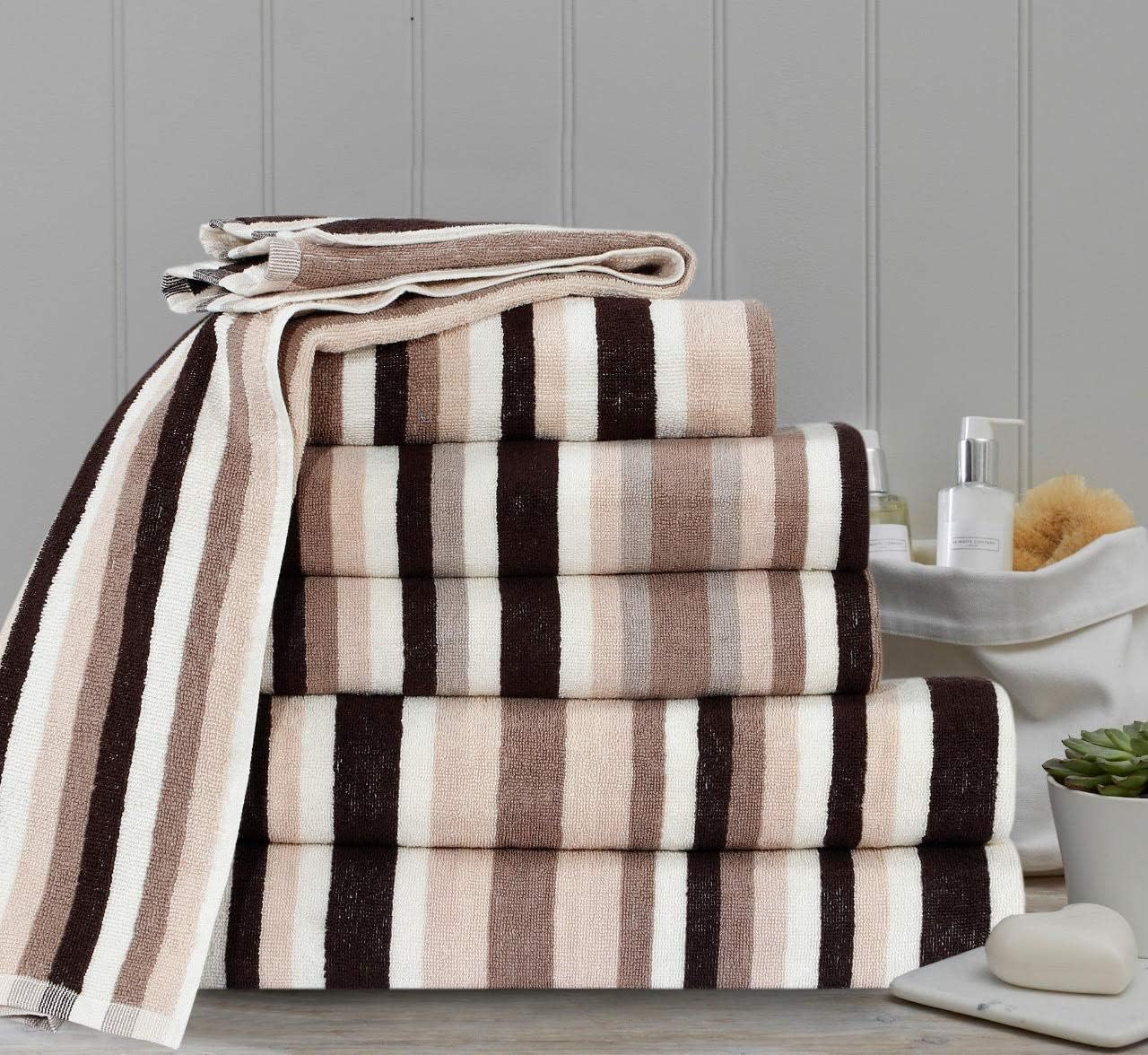 Royal Victorian Pure100% Cotton Stripe Quality 550 GSM Bath Towel, Bath ...
