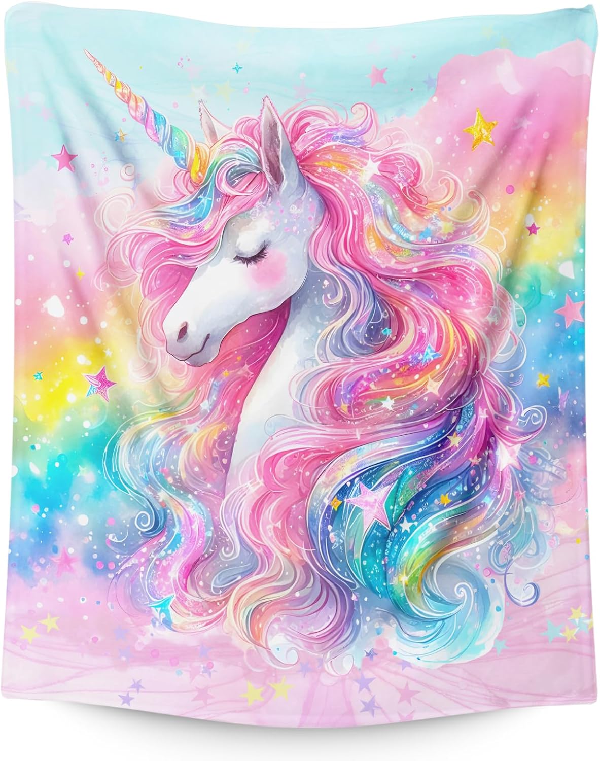 Blanket Gift for Kids Children, Unicorn Throw Blanket for Daughter Granddaughter Birthday Christmas, 40”x50” Comfy Lightweight Unicorn Flannel Throw for Sofa Couch Bed