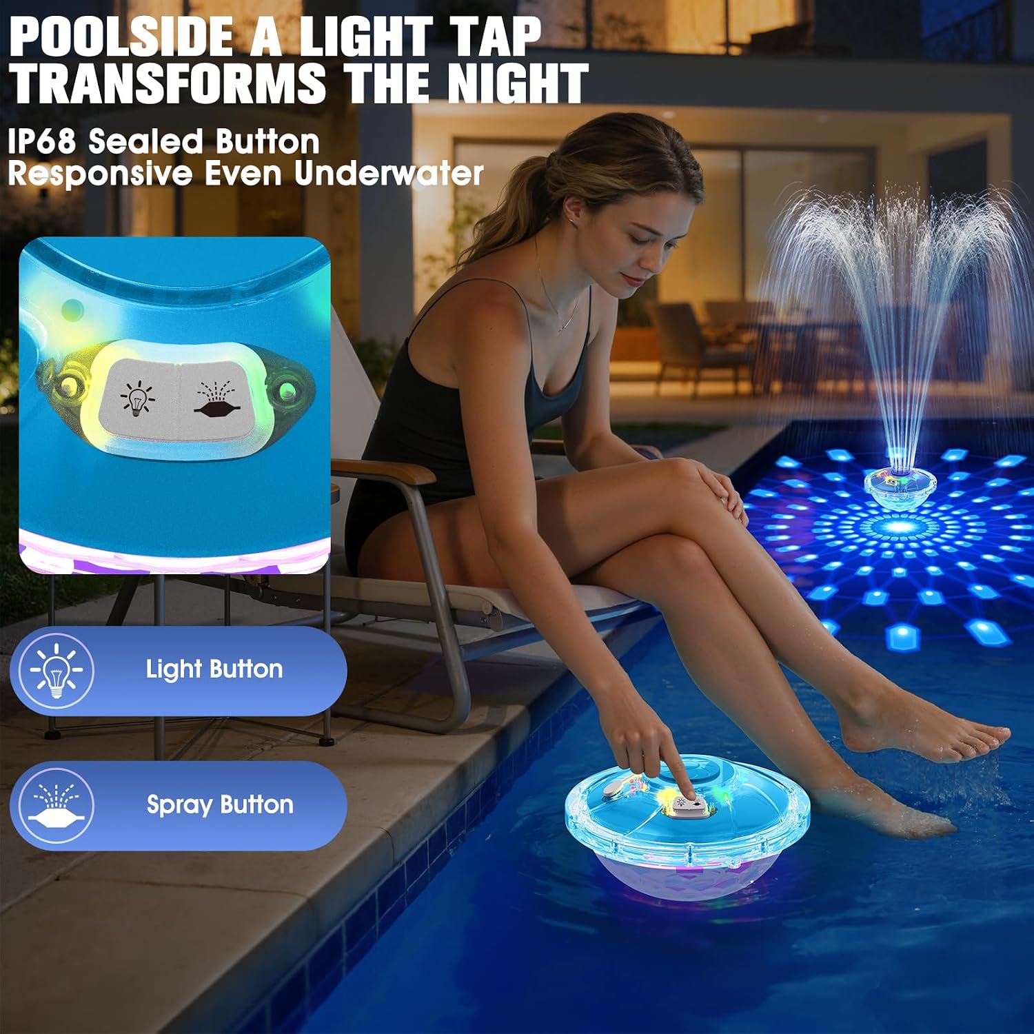 Upgraded Floating Pool Fountain with Light,Large Rechargeable Pool Fountain image 4