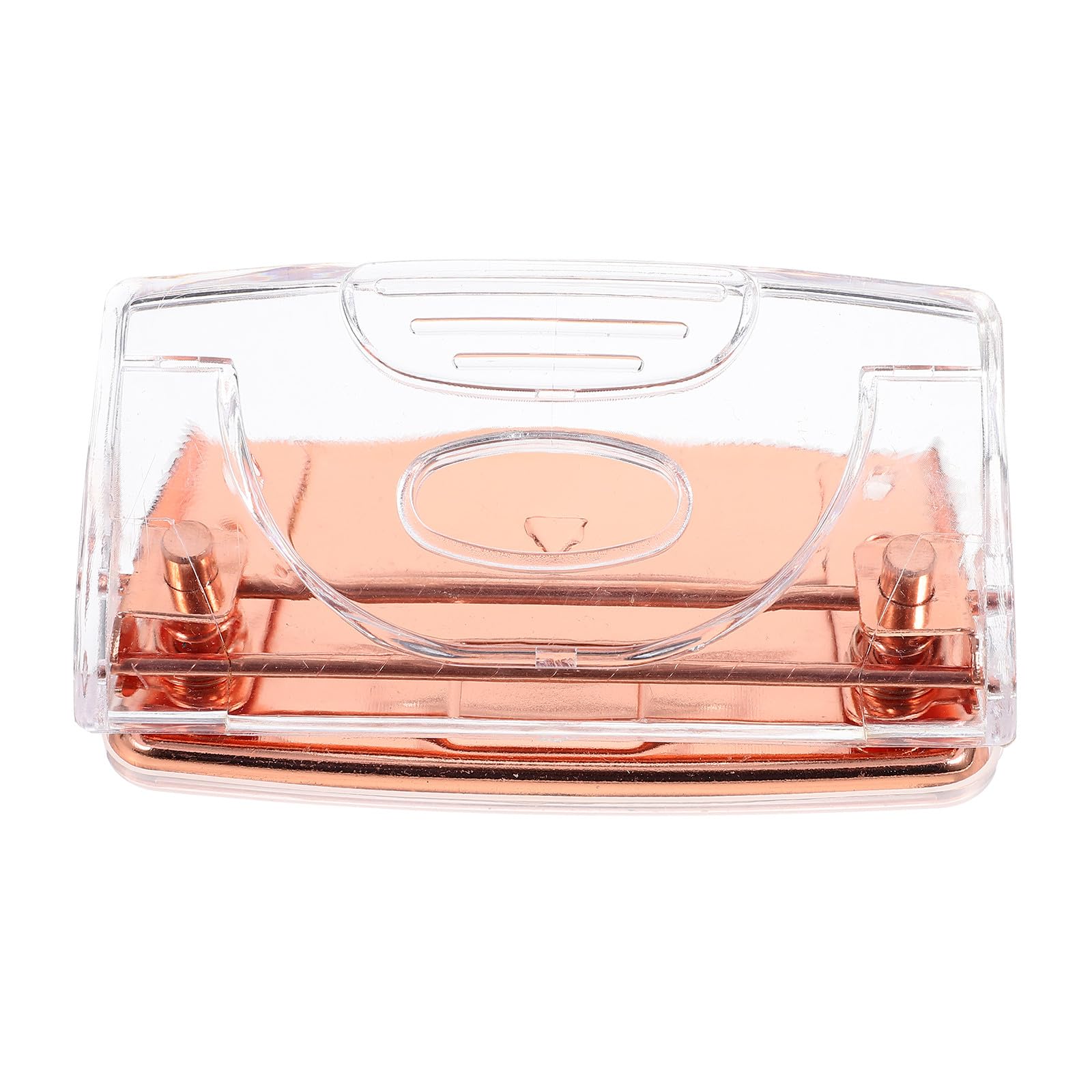 Perforadora transparente oro rosa con diseño portátil y minimalista 8