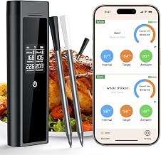 Wireless Dual Probe Meat Thermometer, with Smart App, 250M, IP67 Waterproof | Digital Remote Monitoring of Food Cooking Oven Grill Kitchen BBQ Smoker & Air Fryers, Dishwasher Safer Probe