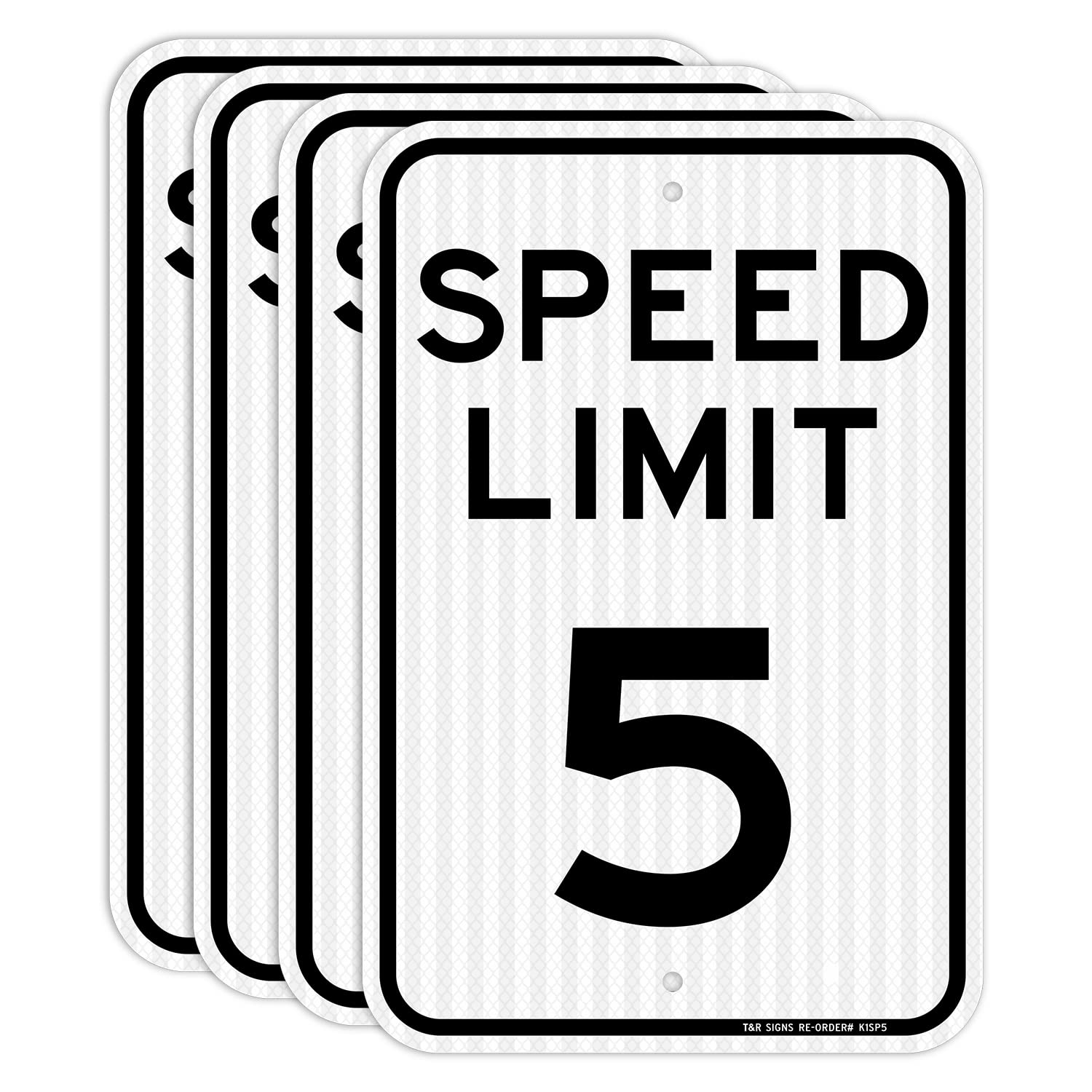 (4 Pack) Speed Limit 5 MPH Sign, Slow Down, Traffic Sign, 18" x 12" Engineer Grade Reflective Sheeting, Rust Free Aluminum, Weather Resistant,