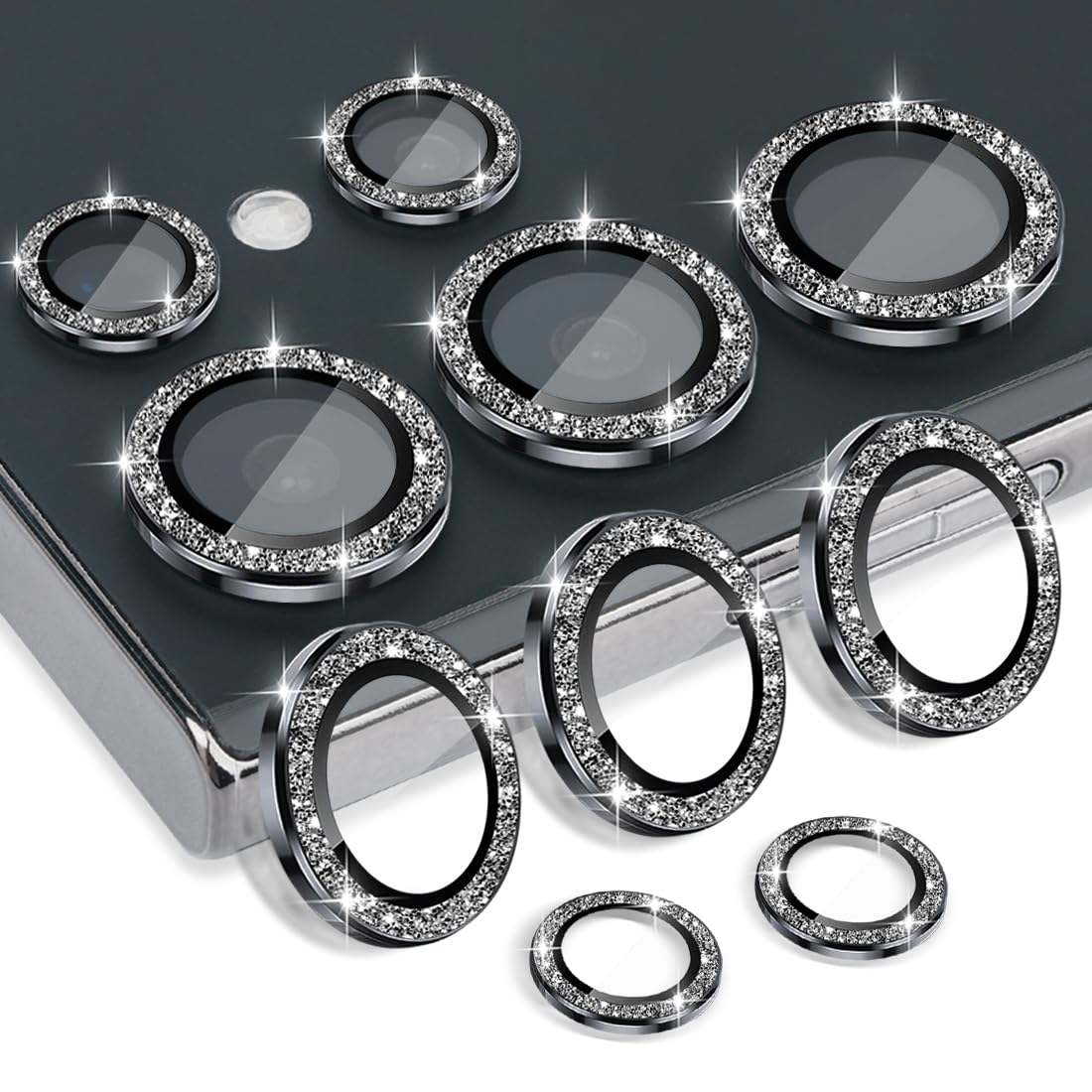 Rayorcon Camera Lens Protector for Samsung Galaxy S25 Ultra, Tempered Glass Lens Protector Aluminum Alloy Ring Camera Cover Fits for Samsung Galaxy