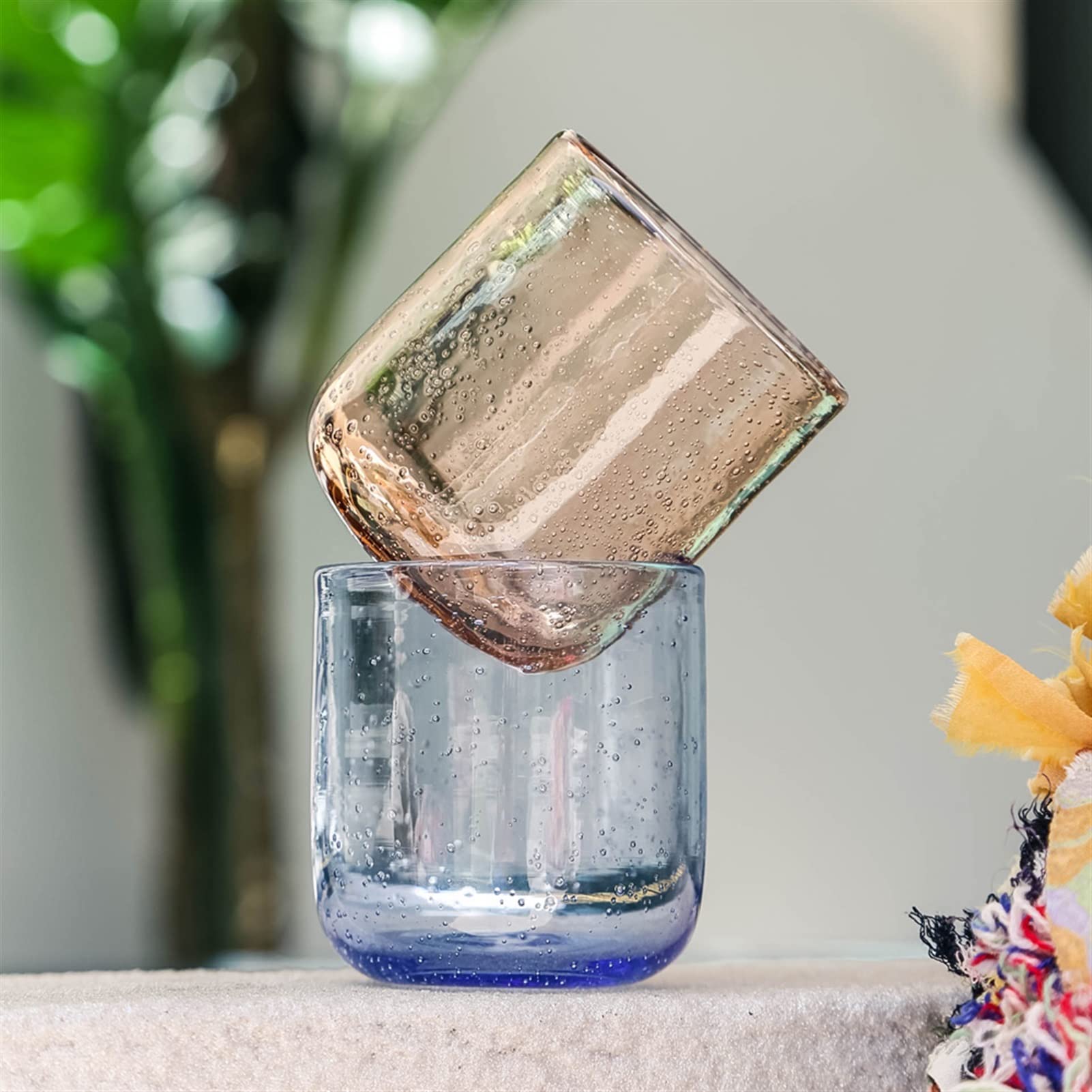 Glas-Kaffeetassen, 2 Stück, modische Wassergläser, 350 ml, handgefertigt, Wasser, Saft, Milch, Cocktailgläser, exquisite Tassen, Glas-Kaffeetassen